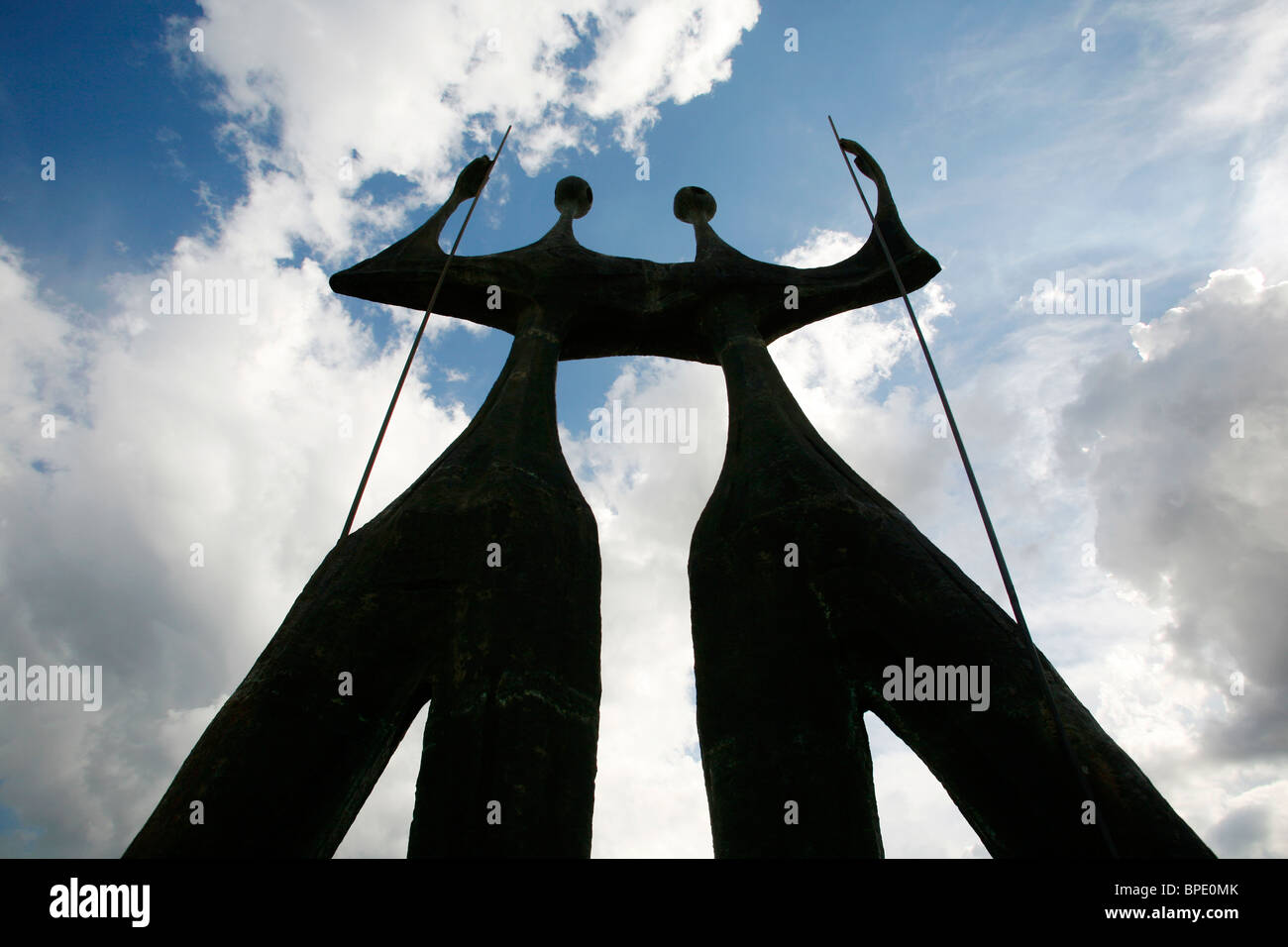 Os Candangos or The Warriors sculpture at Praca dos Tres Poderes, Brasilia, Brazil. Stock Photo