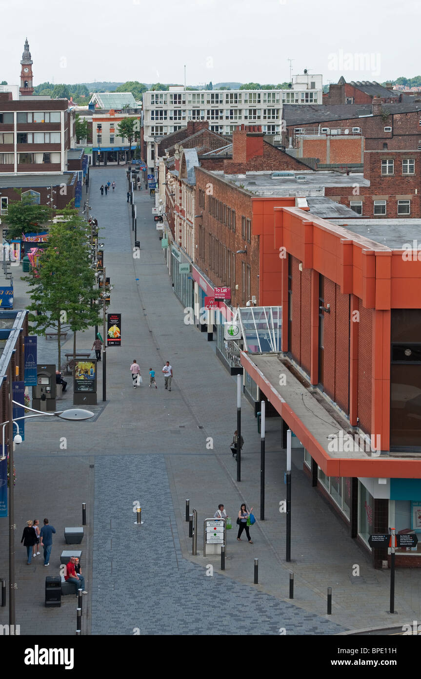an quiet shopping street in the town centre of St.Helens, Lancashire, England, UK Stock Photo