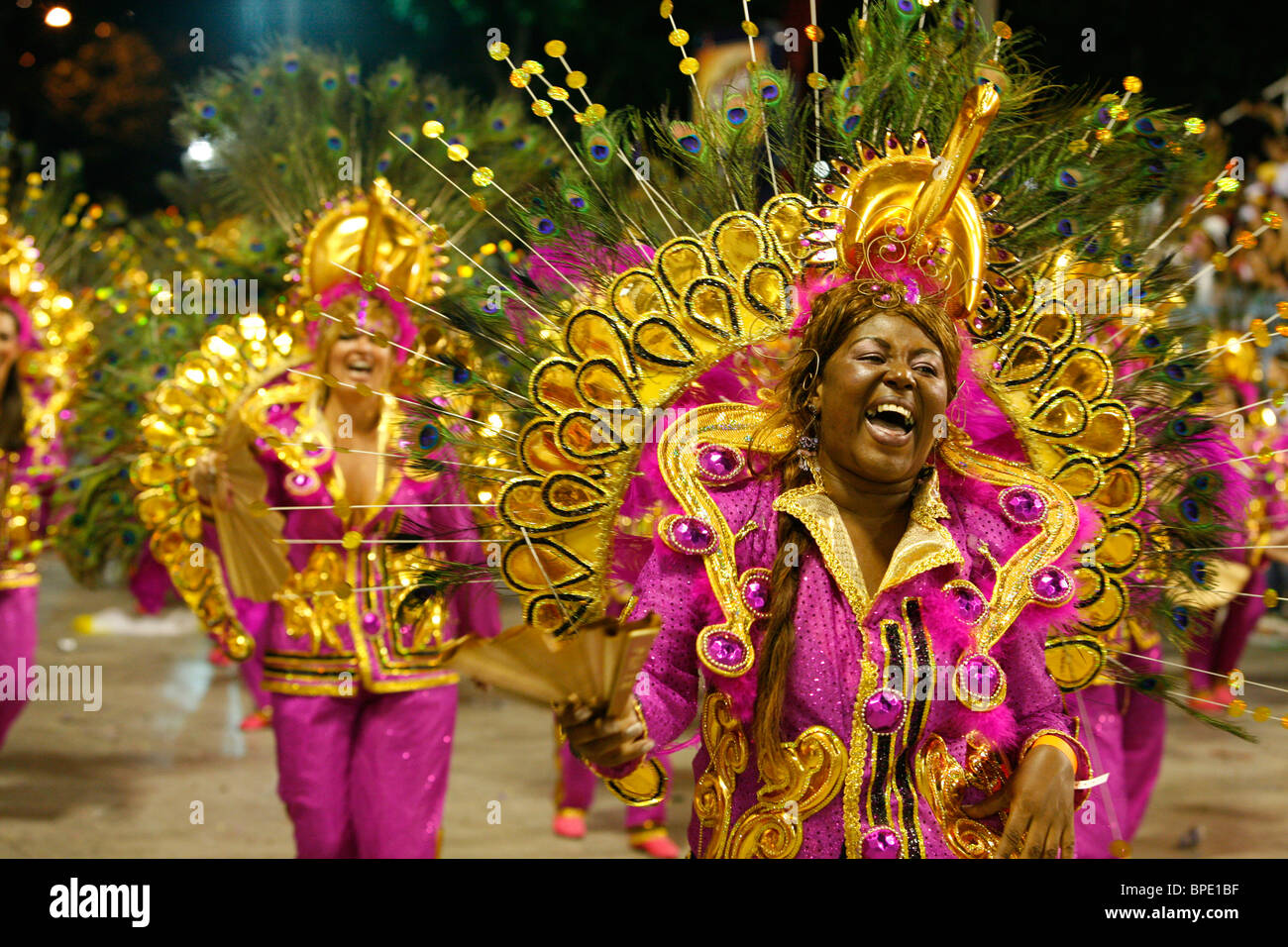Carnival parade at the Sambodrome, Rio de Janeiro, Brazil. Stock Photo