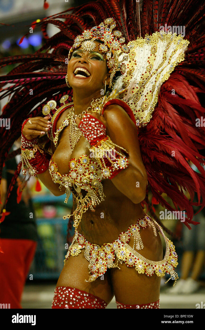 Carnival parade at the Sambodrome, Rio de Janeiro, Brazil. Stock Photo