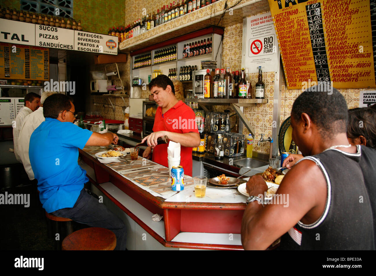 Typical local restaurant in the Centro, Rio de Janeiro, Brazil. Stock Photo