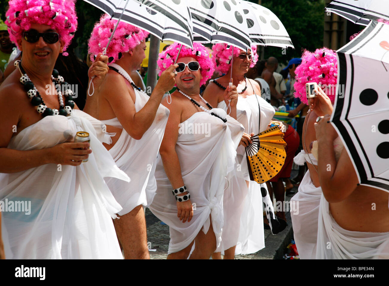 People celebrating Carnival at the streets, Rio de Janeiro, Brazil. Stock Photo