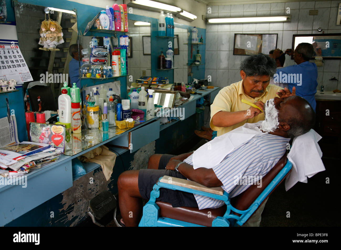 Barber shop in the Centro, Rio de Janeiro, Brazil. Stock Photo