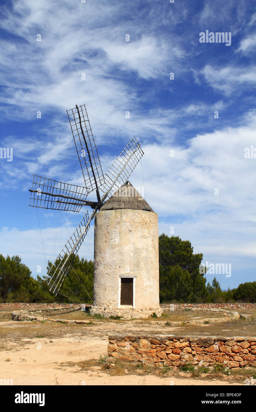 balearic islands windmill wind mills Spain traditional culture Stock Photo
