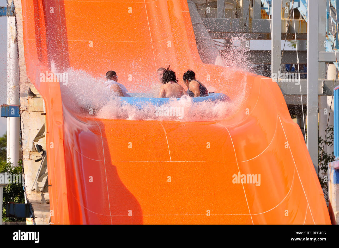 Water slide at Hurricane Harbor waterpark , Six Flags Over Texas