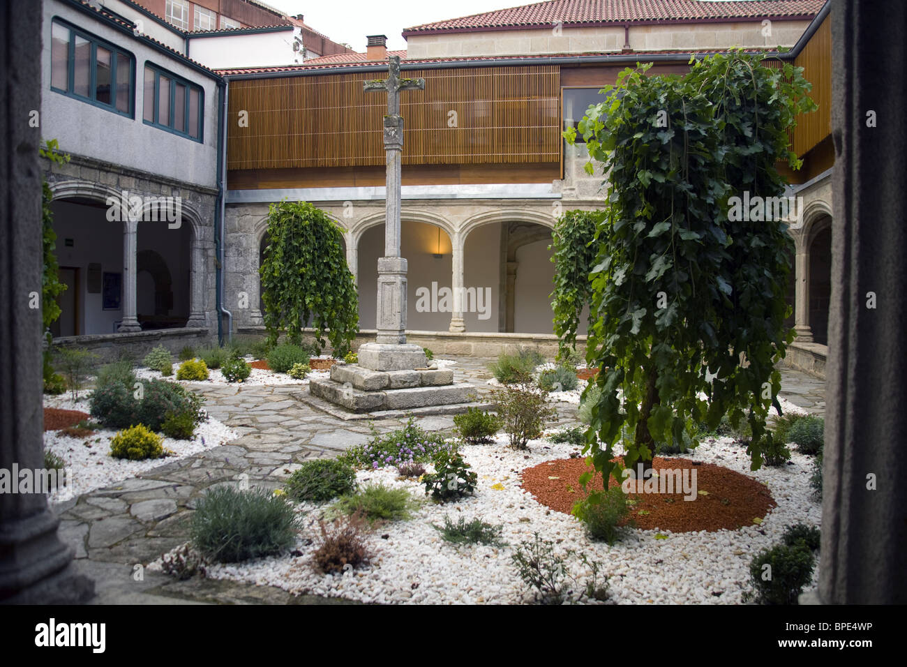 Indoor courtyard in council building in Noia, Galicia, Spain Stock Photo