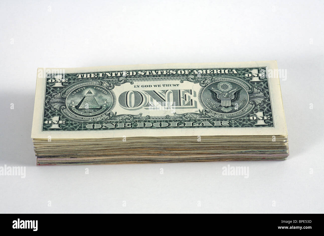 A wad of 1-dollar banknotes Stock Photo