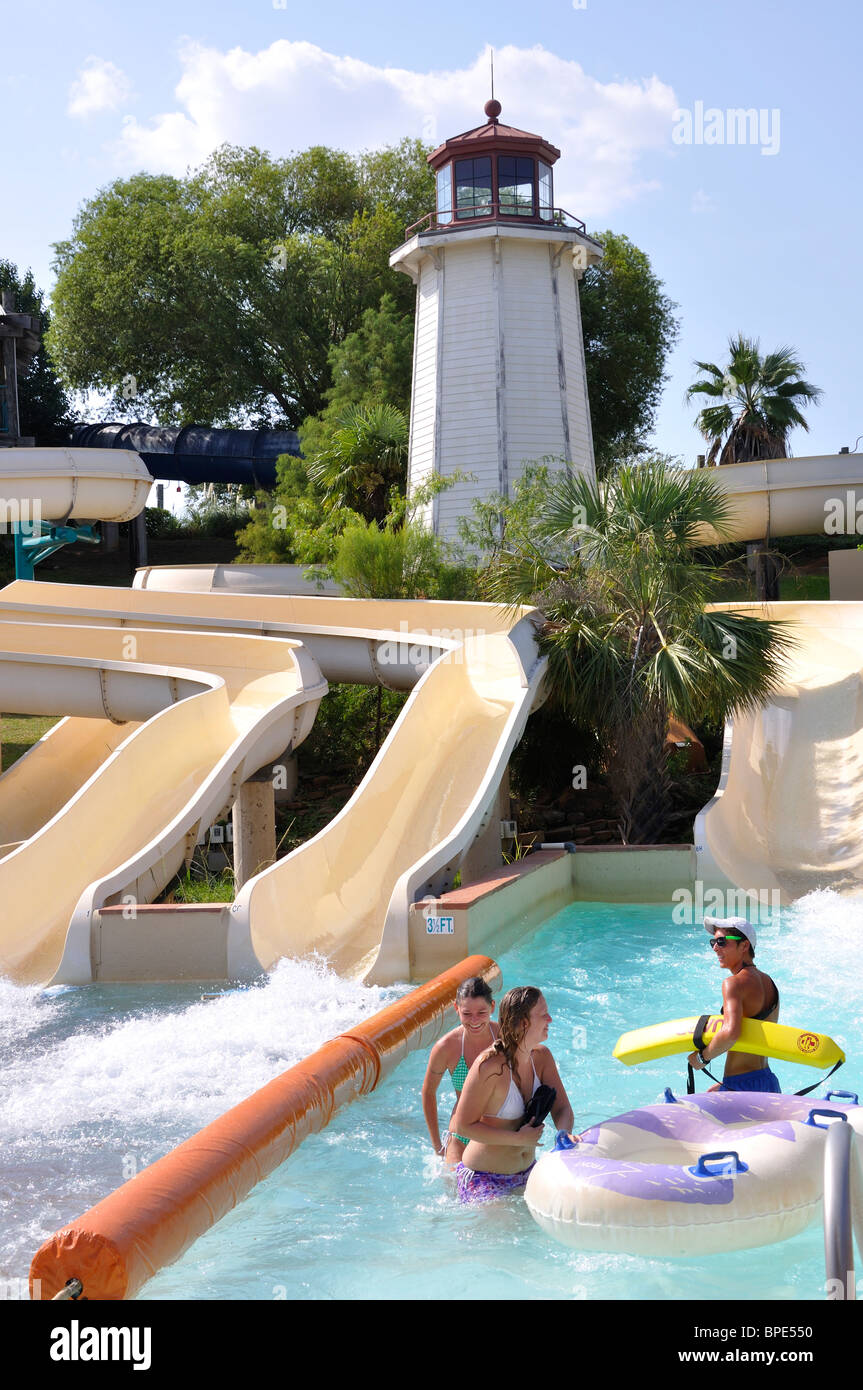 Water slide at Hurricane Harbor waterpark , Six Flags Over Texas