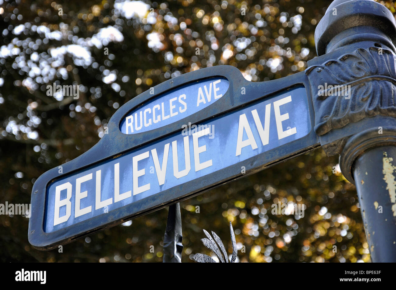 Bellevue Avenue sign, Newport, Rhode Island, USA Stock Photo Alamy