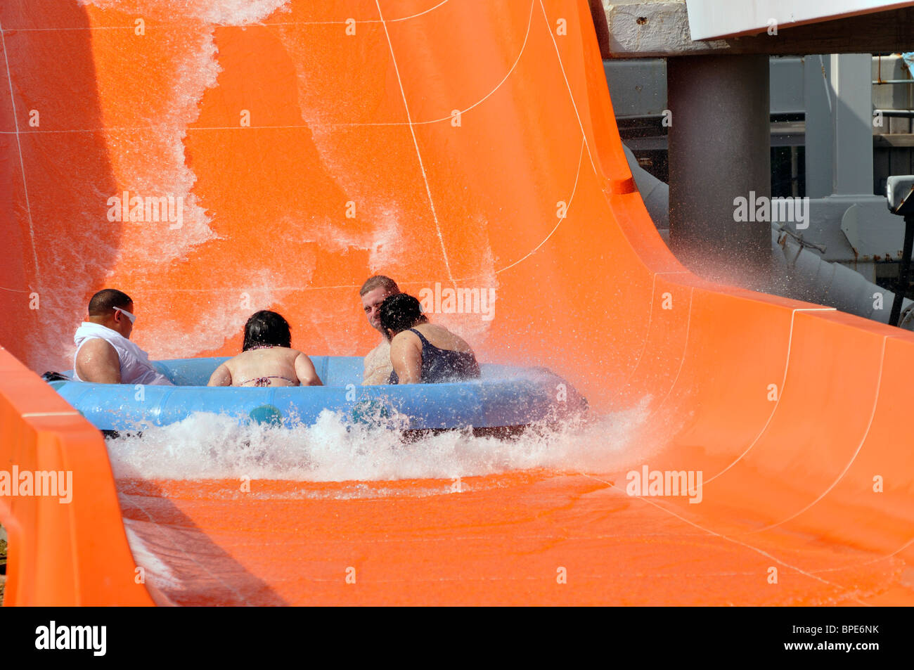 Water slide at Hurricane Harbor waterpark , Six Flags Over Texas