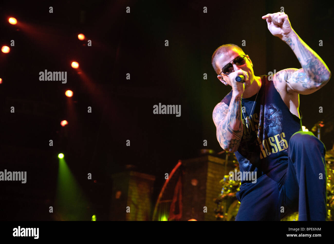 Avenged Sevenfold's M.Shadows performing during the Rockstar Uproar Tour at Nationwide Arena in Columbus, Ohio Stock Photo