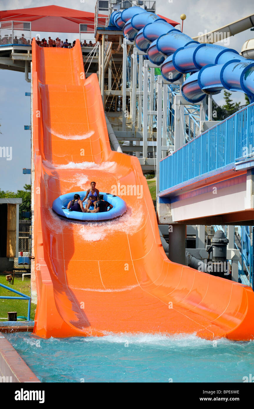 Water slide at Hurricane Harbor waterpark , Six Flags Over Texas amusement  park, Arlington, TX, USA Stock Photo - Alamy