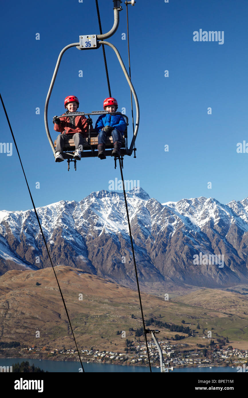 Skyline Luge Chairlift, and The Remarkables, Queenstown, South Island, New Zealand Stock Photo