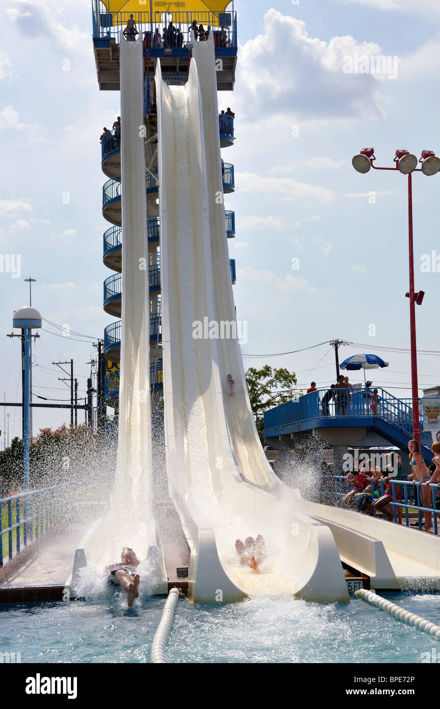 Water slide at Hurricane Harbor waterpark , Six Flags Over Texas