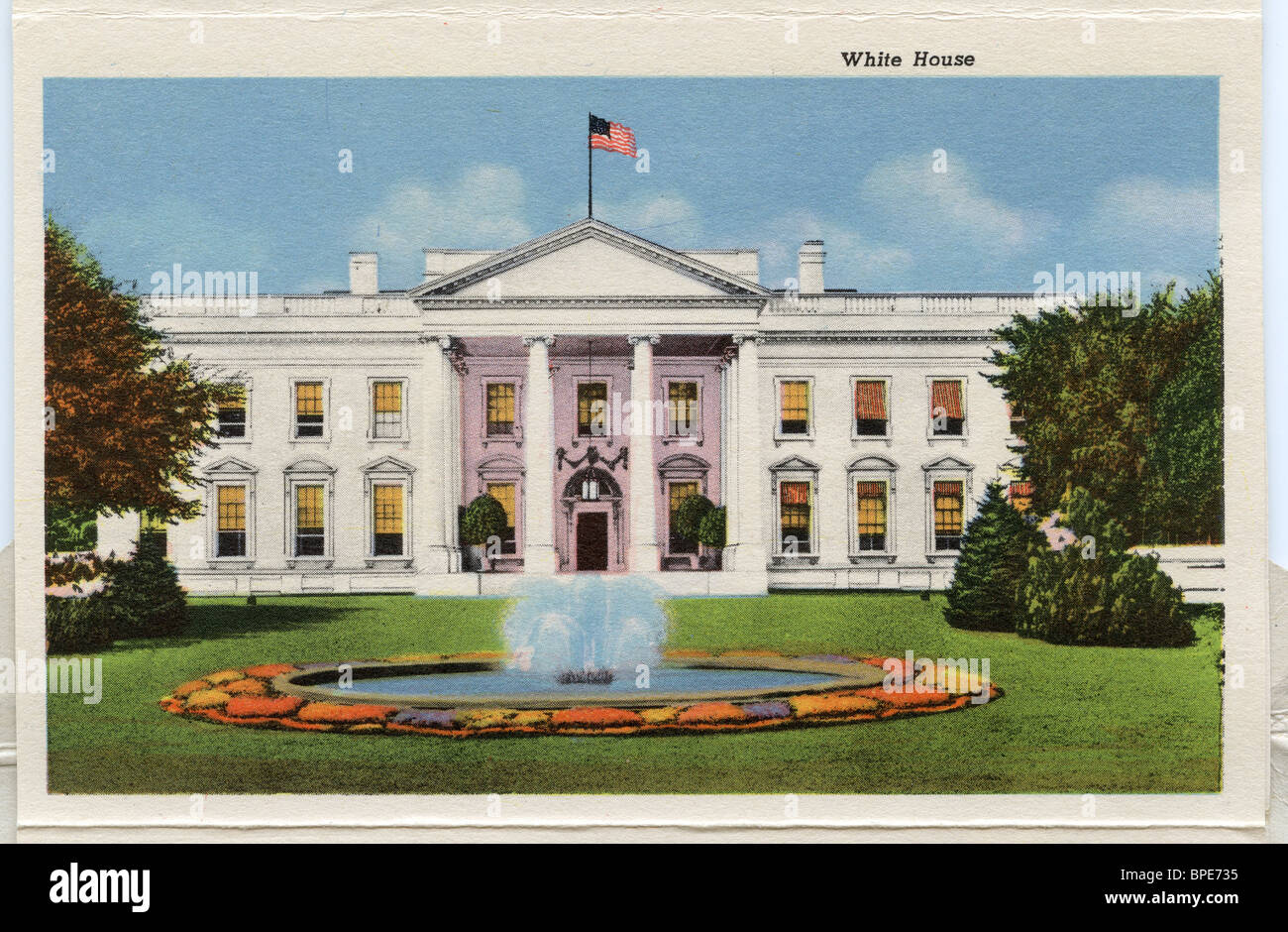 1935 old color postcard, White House, Washington DC, USA Stock Photo ...
