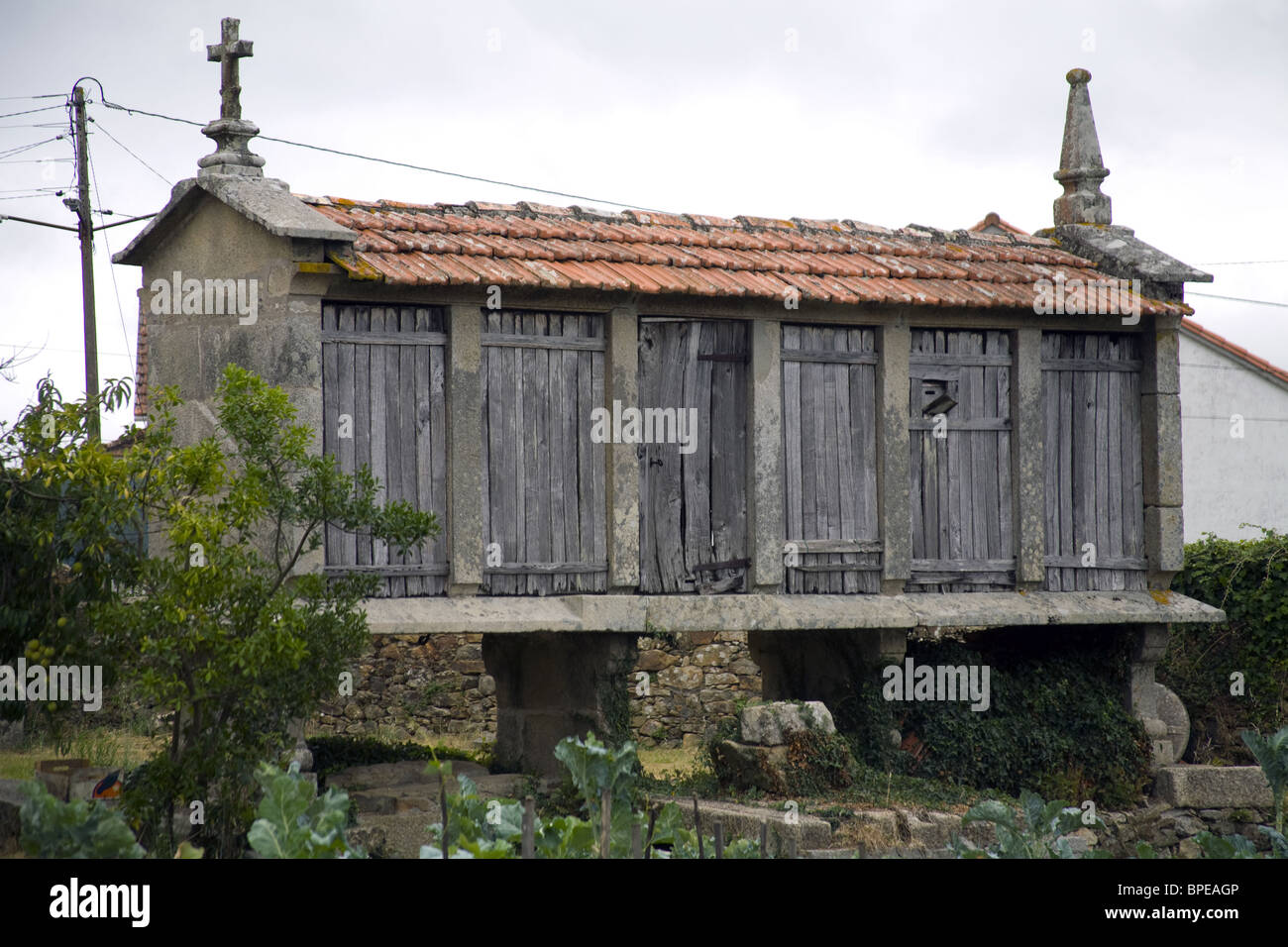Traditional galician 'horreo' in A Coruña, Spain. Stock Photo