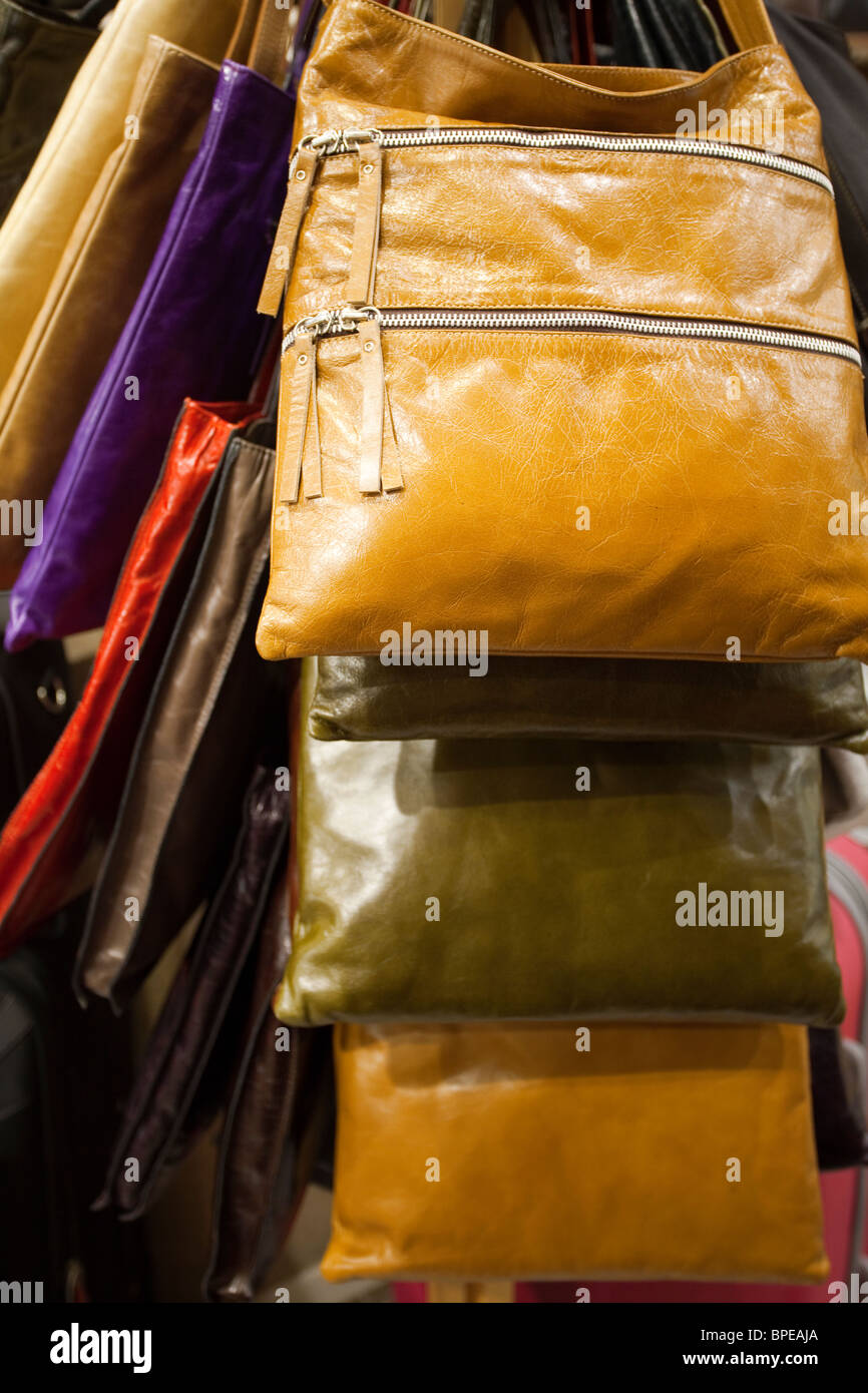 Barcelona Leather bags in Calpa store, Spain Stock Photo Alamy