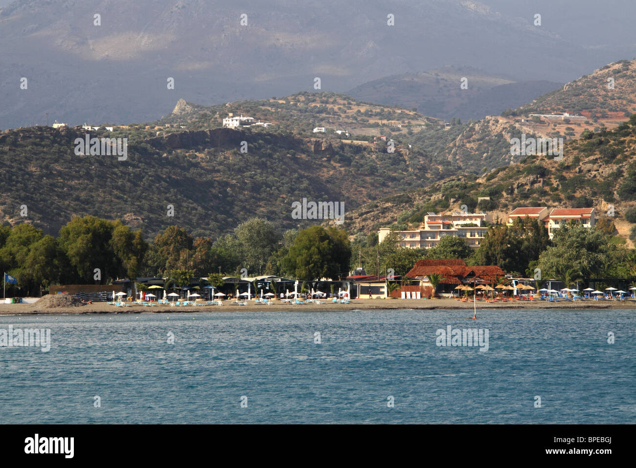 Beach, Agia Galini, Rethymno Prefecture, Crete, Greece Stock Photo