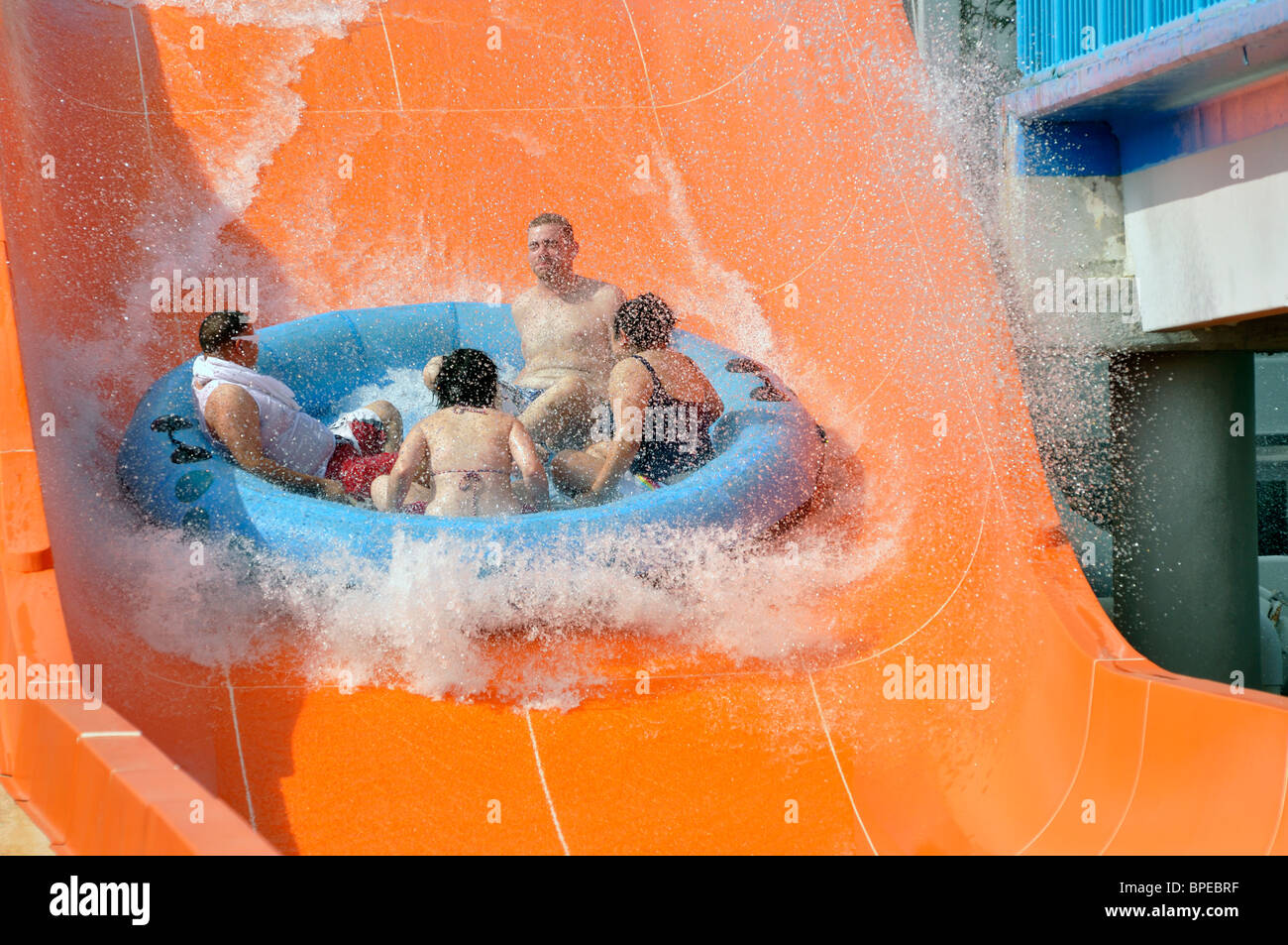 Water slide at Hurricane Harbor waterpark , Six Flags Over Texas