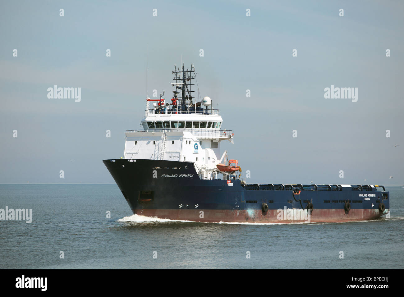 multi purpose oil industry vessel "Highland Monarch" arriving Aberdeen