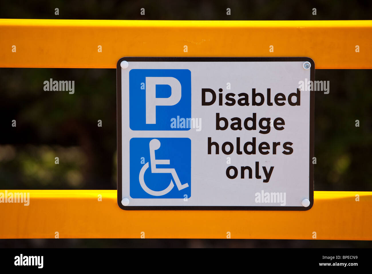 sign for disabled parking places at Scottish railway station.uk Stock Photo