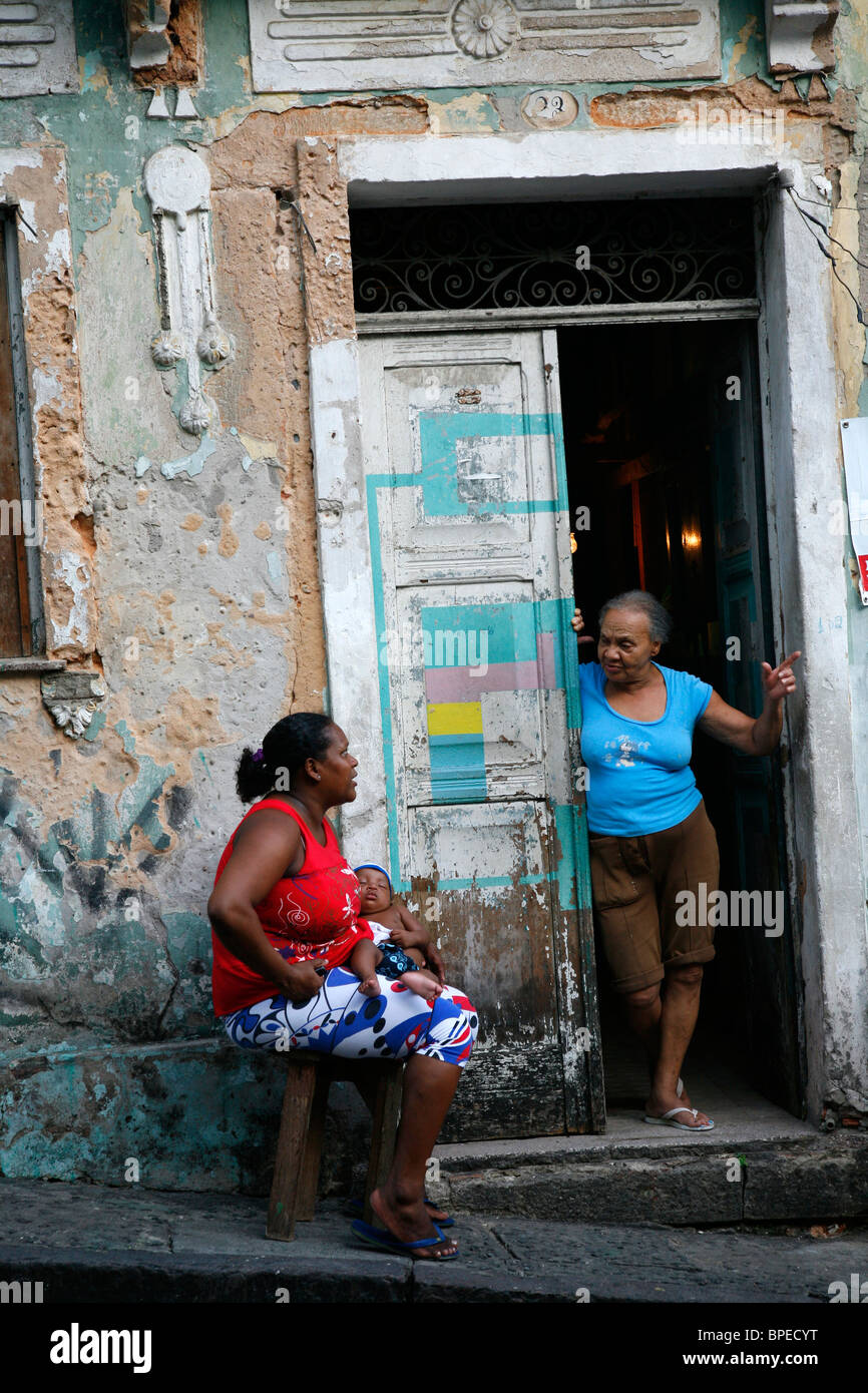 People the street at Largo de Pelourinho, Salvador, Bahia, Brazil. Stock Photo