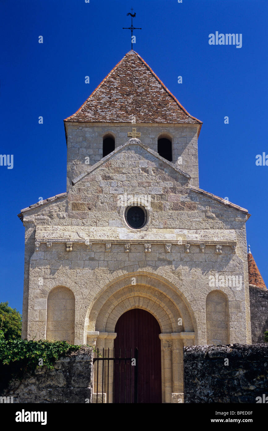 France, Dordogne region, village of Montpeyroux, 12th century Romaneque church Stock Photo