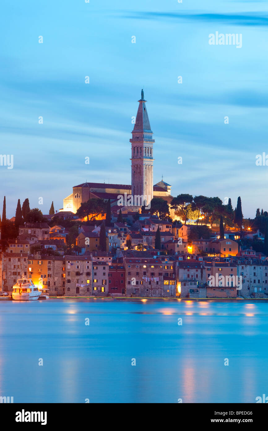 croatia, istria - town of rovinj at dusk Stock Photo