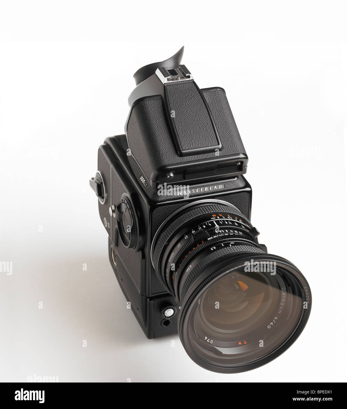 Hasselblad 555ELD Medium Format Camera On White Background Stock Photo