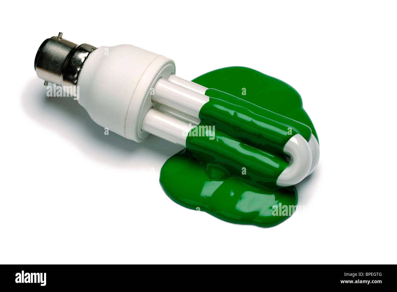 Lightbulb painted green Stock Photo