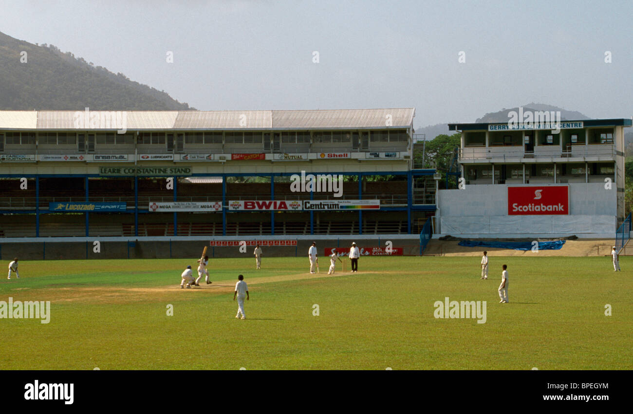 Trinidad Port Of Spain Queens Park Cricket Club Game In Progress Stock Photo