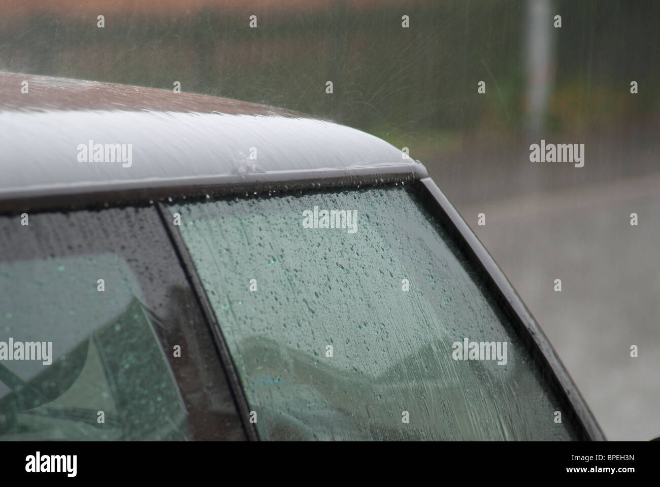 Rain on Car Window Stock Photo Alamy