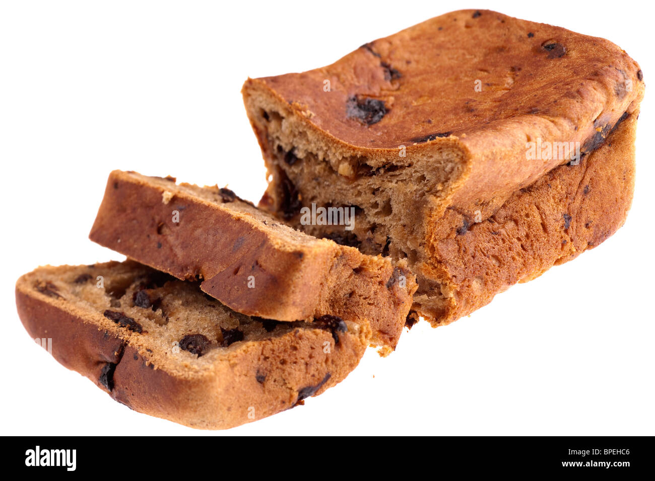 Two slices of Soreen rich fruit cake Stock Photo