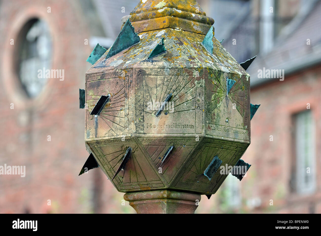Sundial / sun clock at the Mont Sainte-Odile monastery, Vosges, Alsace, France Stock Photo