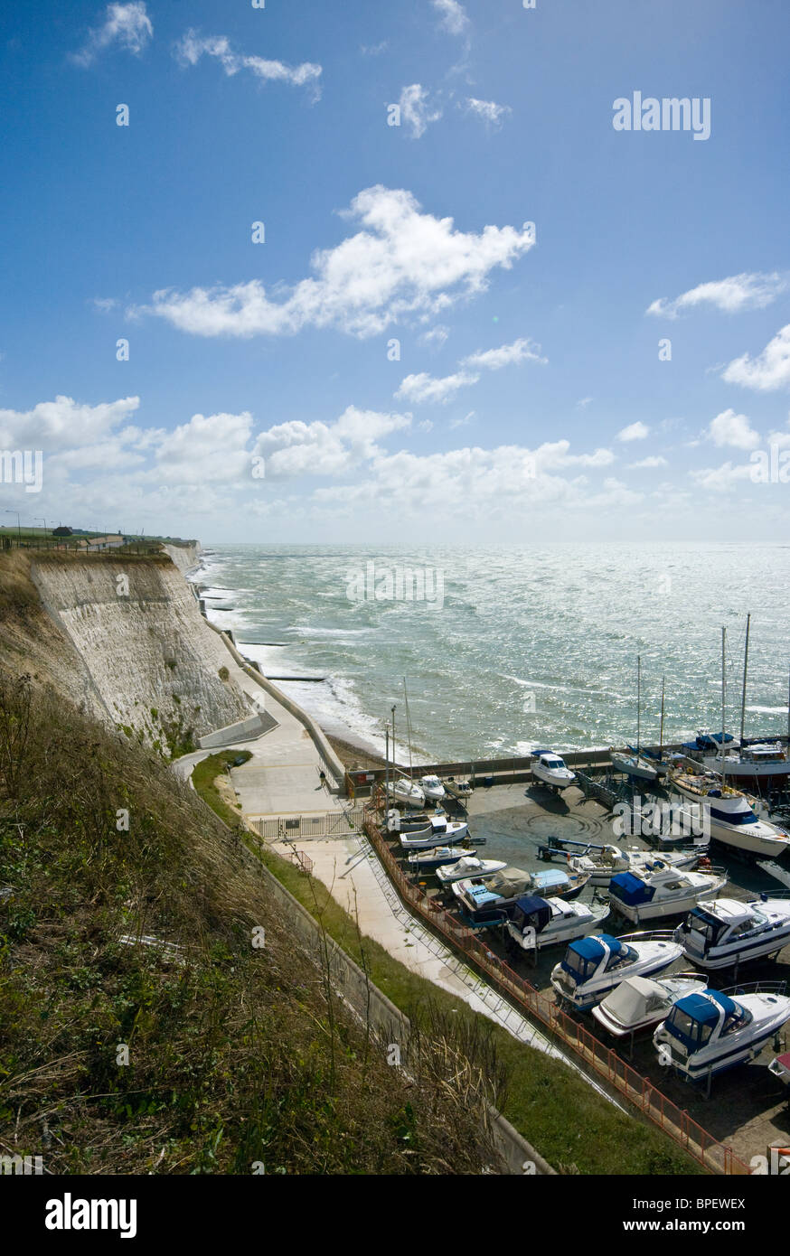 White Cliffs And Seafront Walk East Of Brighton Marina East Sussex England Stock Photo