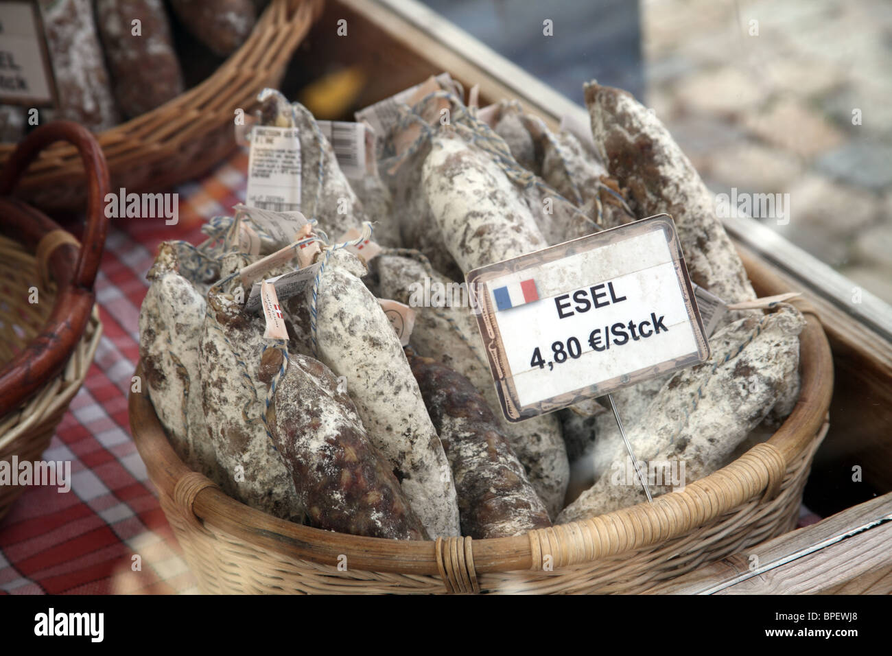 Donkey Meat Salami, on sale in a German market Stock Photo - Alamy