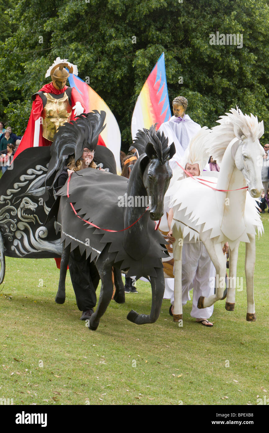 Model roman chariots at Albantide parade, St Albans, UK 2010 Stock Photo