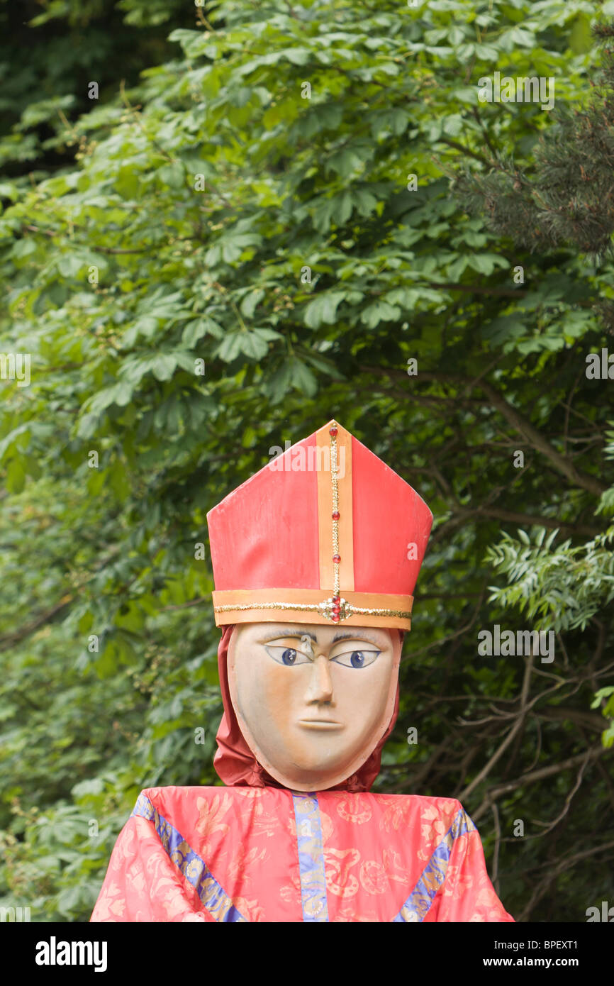 Giant puppet of the bishop of St Albans at Albantide parade, St Albans, UK 2010 Stock Photo