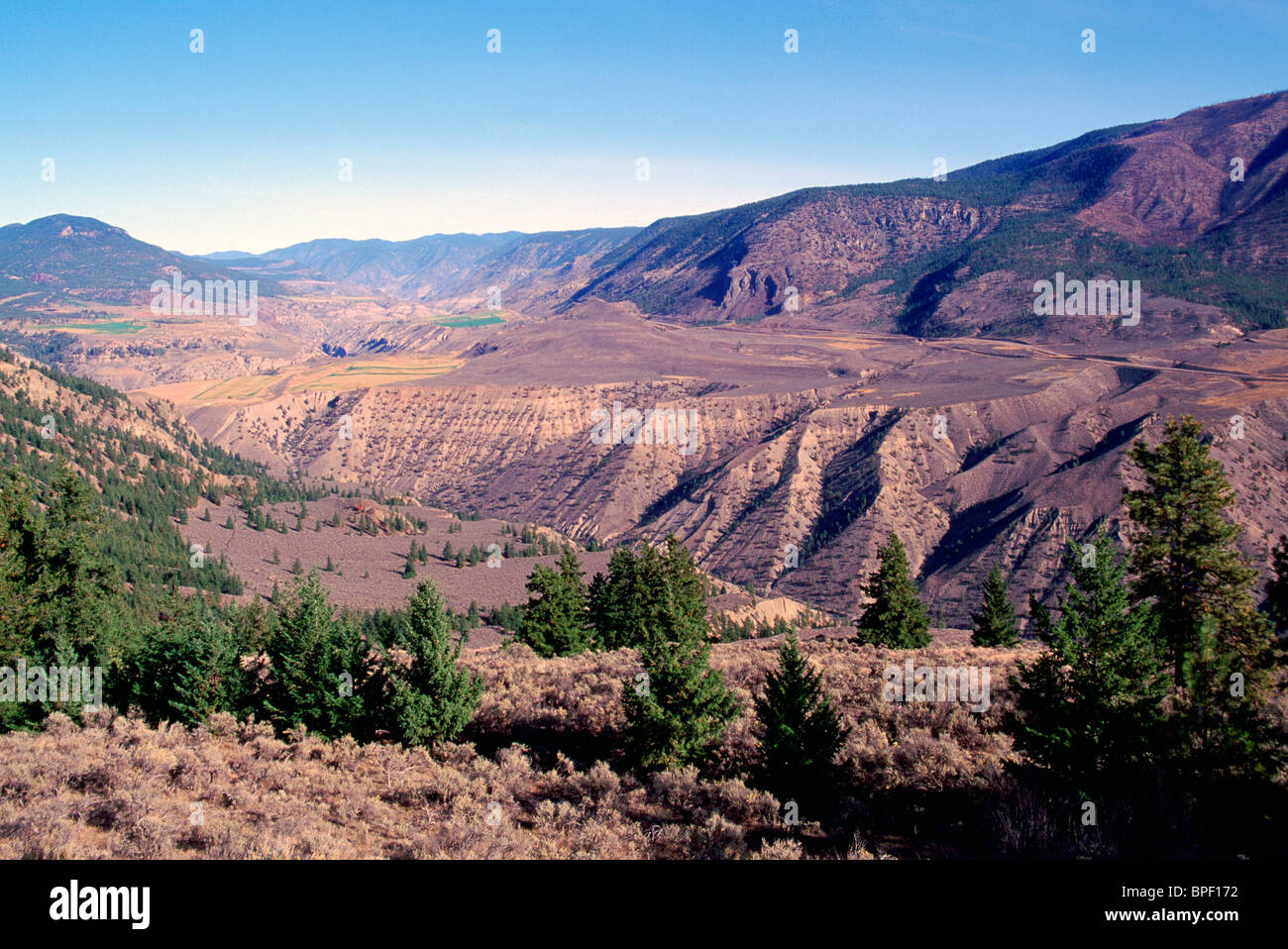 Fraser Canyon along Fraser River near Lillooet, BC, British Columbia