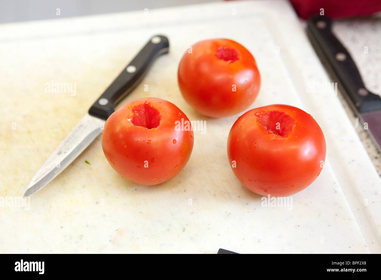 tomatoes prepared for a meal Stock Photo