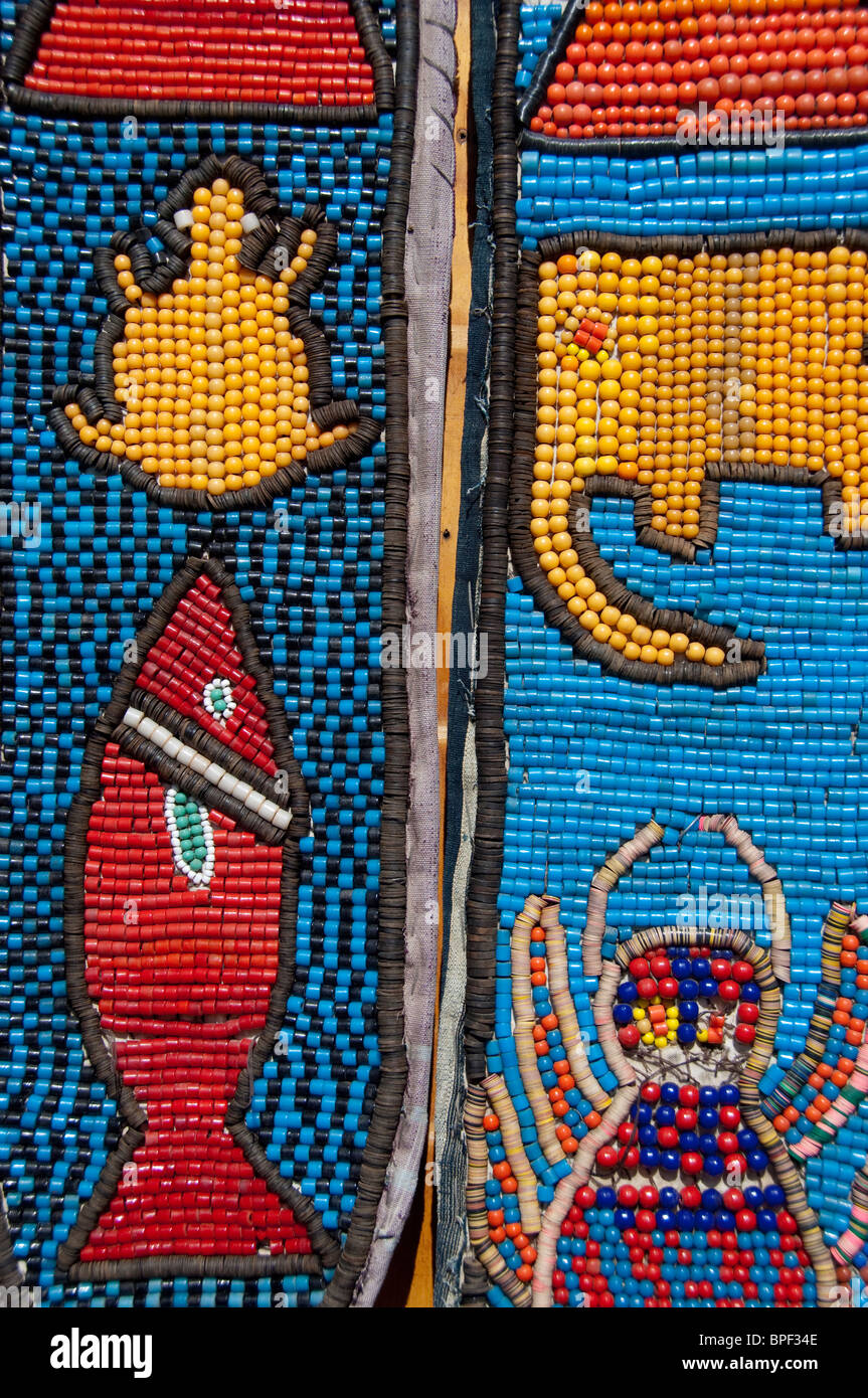 South Africa, Cape Town. Typical South African beadwork, detail. Stock Photo