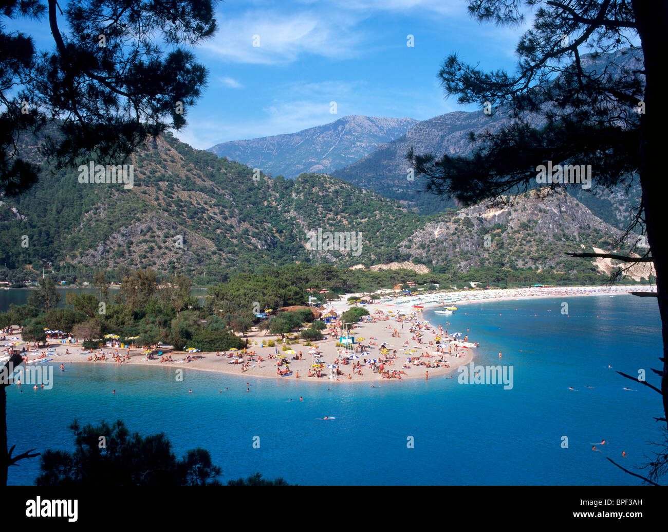 View over the beach in Olu Deniz, near Fethiye, Turkey Stock Photo