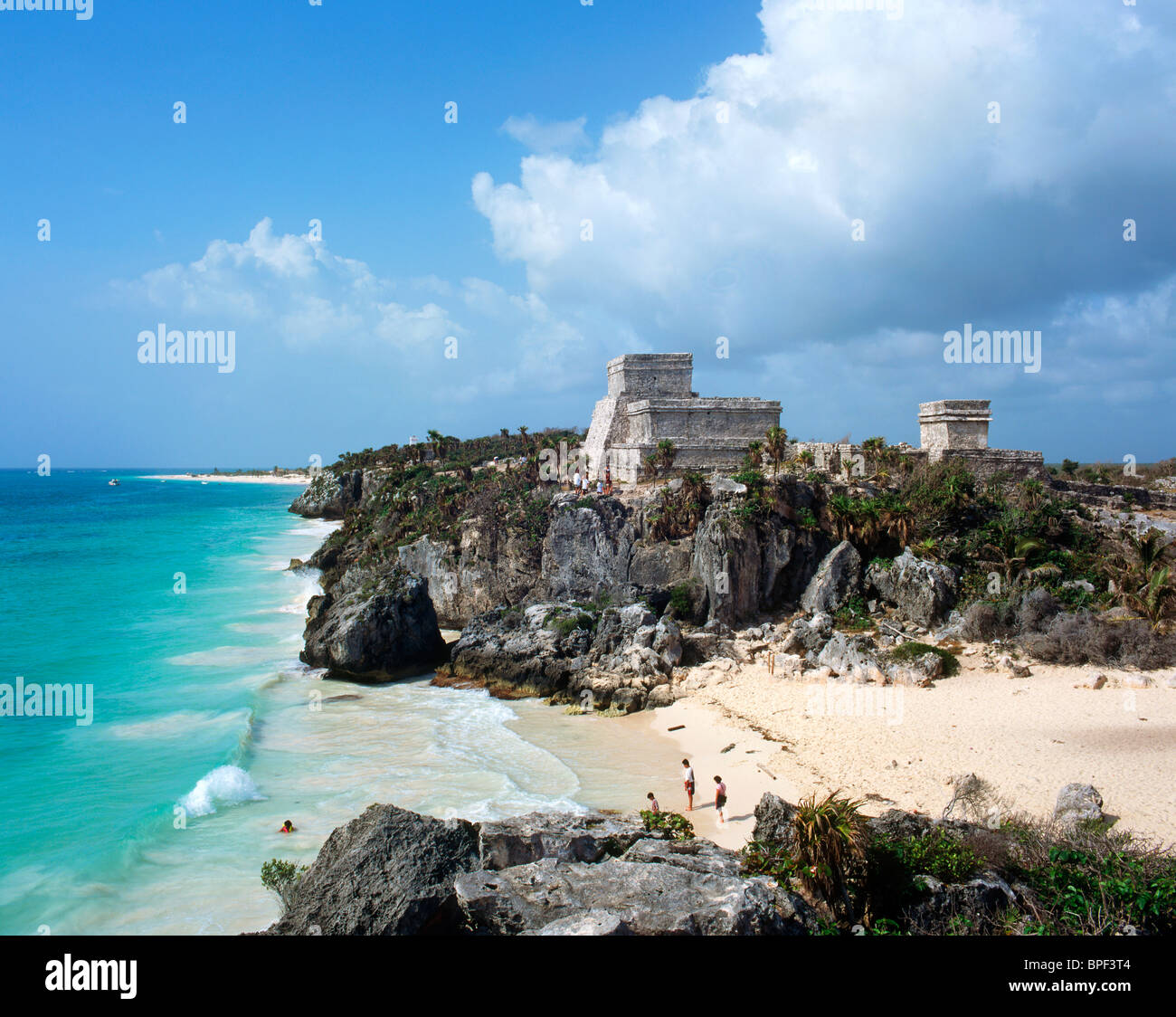 El Castillo Mayan Ruins, Tulum, Quintana Roo, Yucatan Peninsula, Mexico Stock Photo