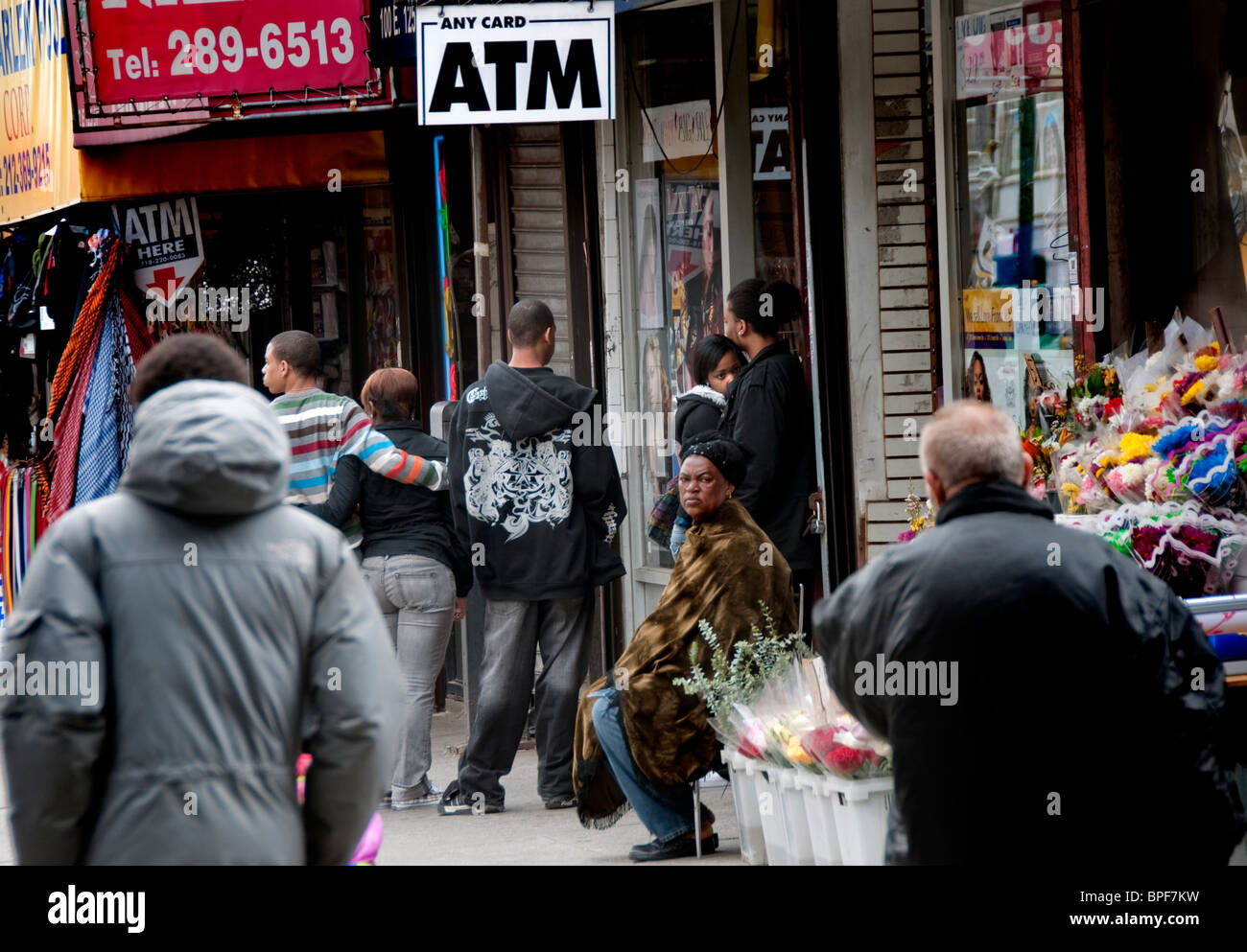 Busy and active 125th Street in Harlem New York City Stock Photo