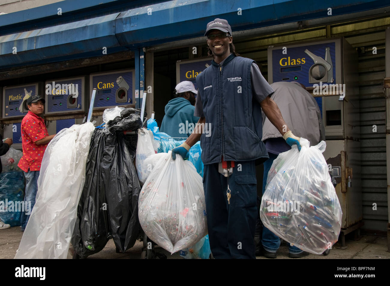 Can and bottle recycling center in Harlem New York City where homeless ...