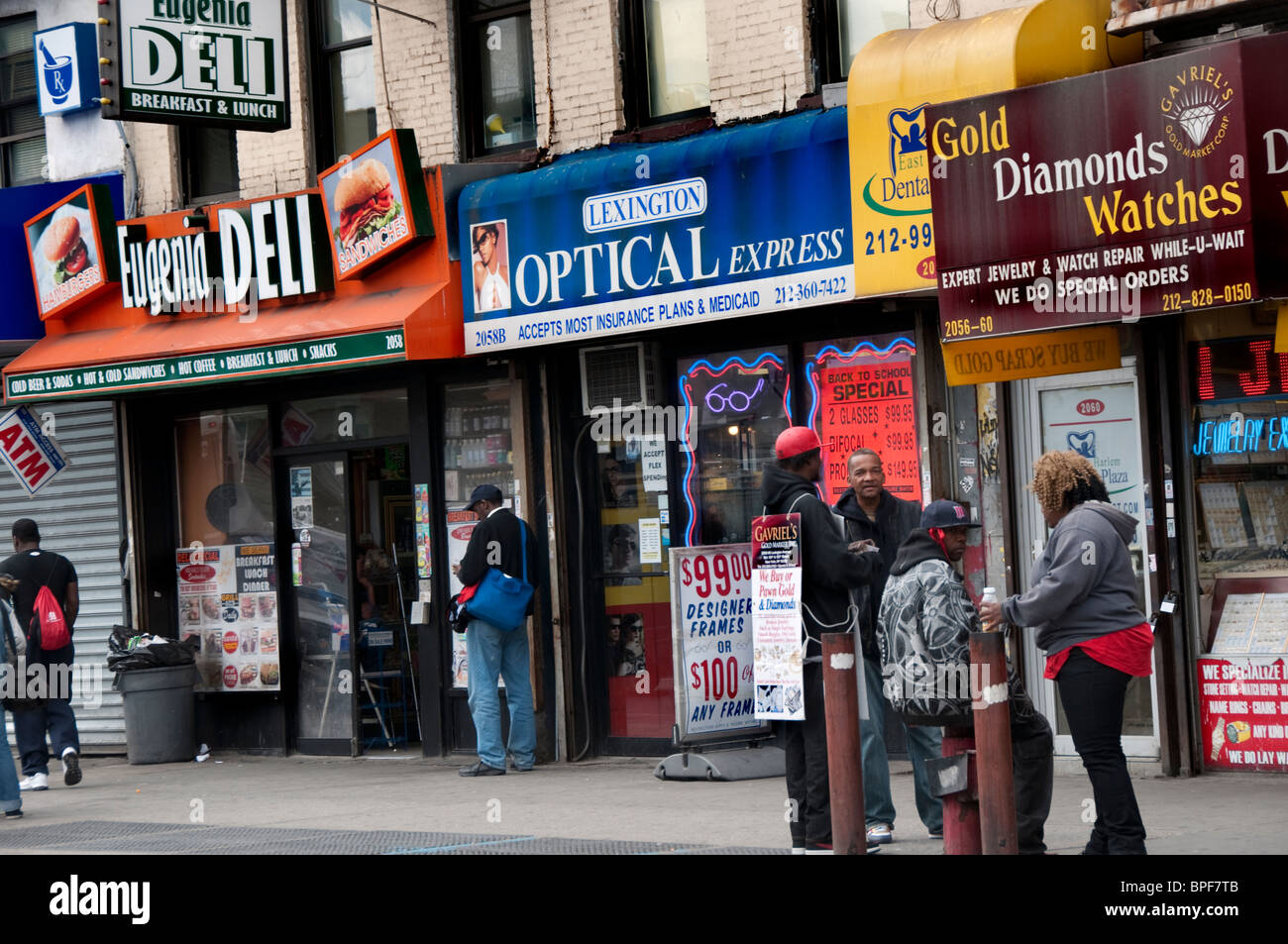 Busy and active 125th Street in Harlem New York City Stock Photo