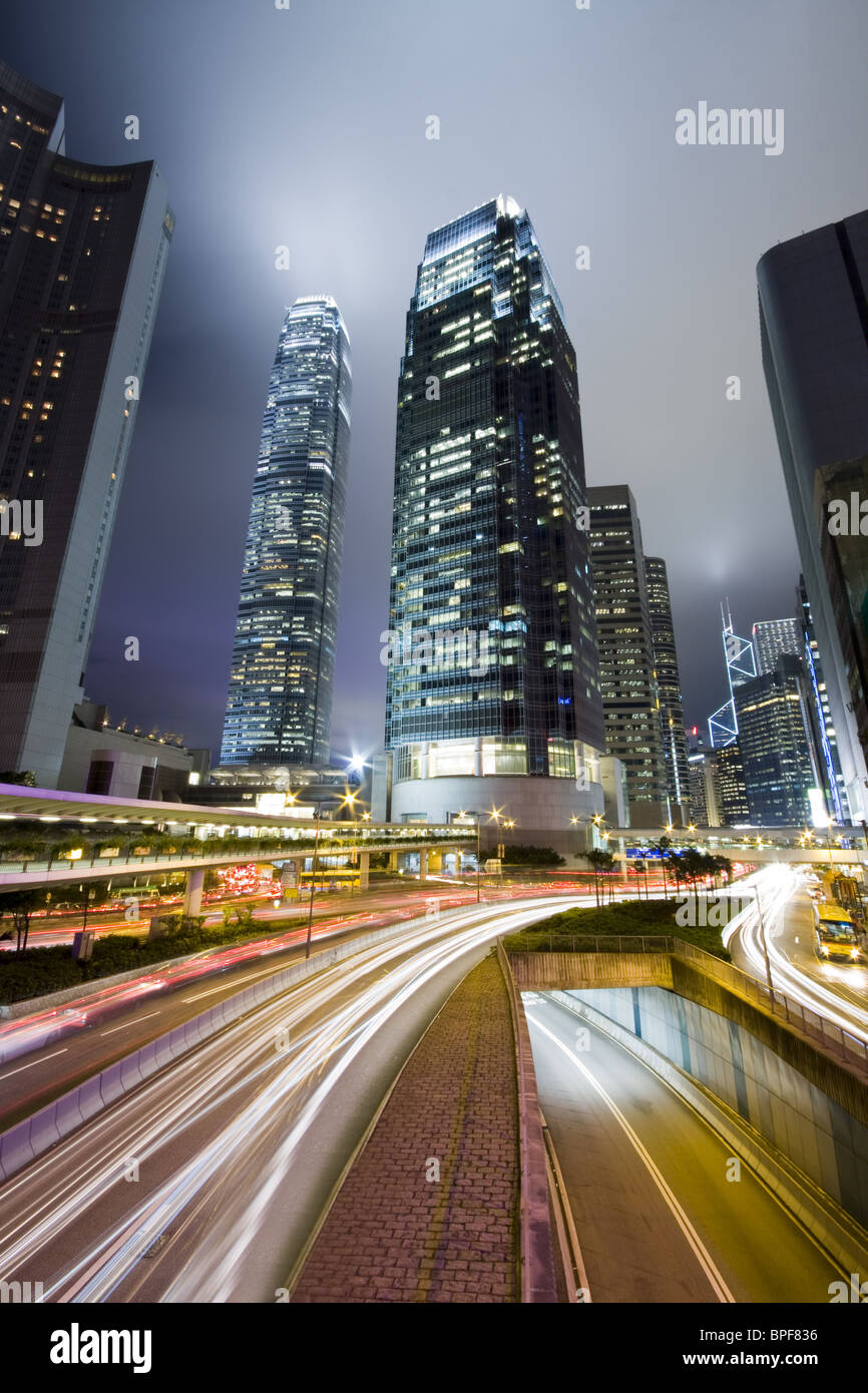 Hong Kong at night with highrise buildings Stock Photo - Alamy