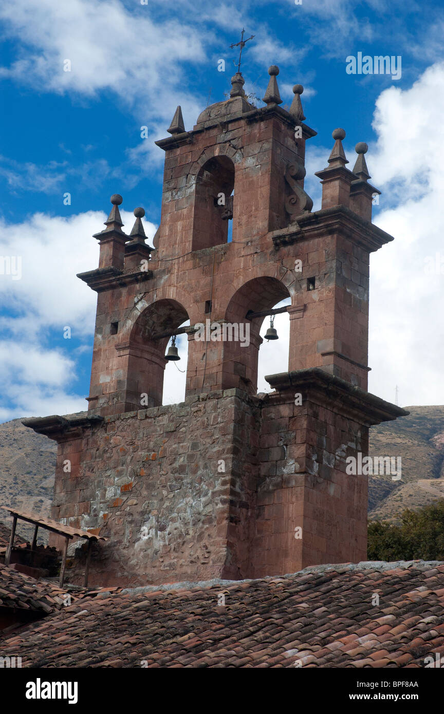 Bell tower of the Hotel San Augustin, Urubamba, Sacred Valley, Peru. Stock Photo