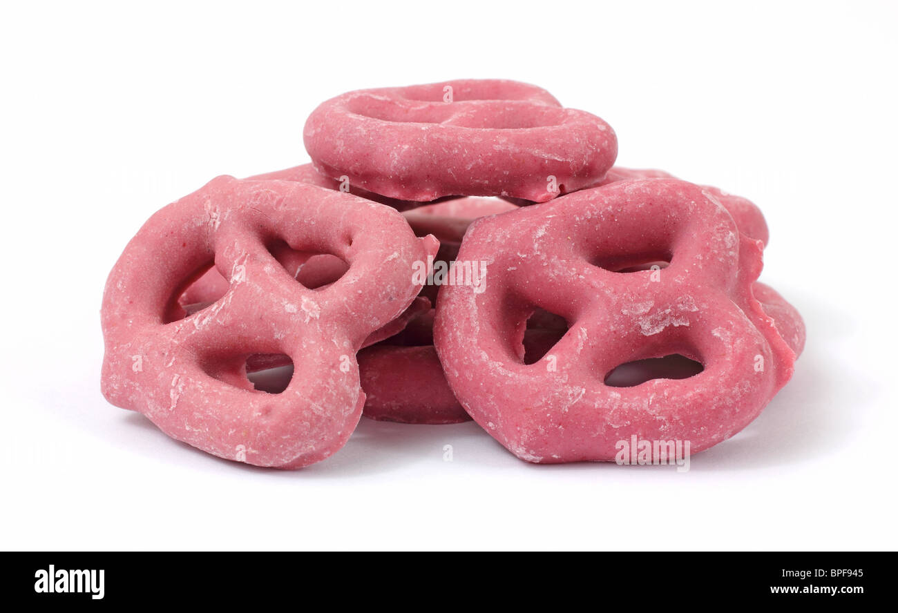 Raspberry yogurt covered pretzels Stock Photo Alamy