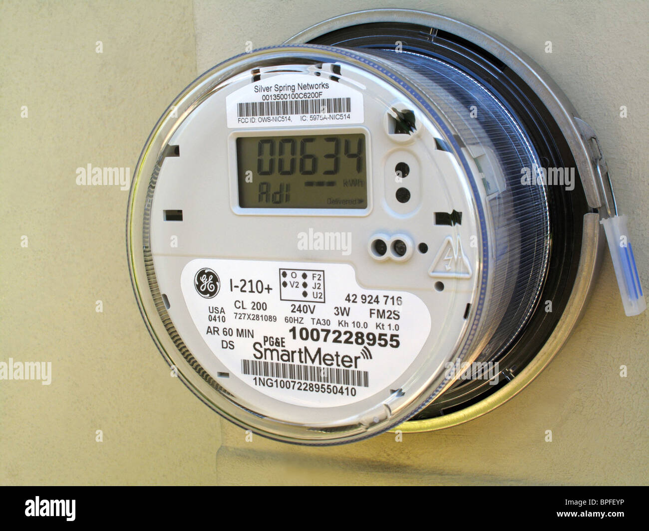 PG&E SmartMeter residential electric meter Stock Photo